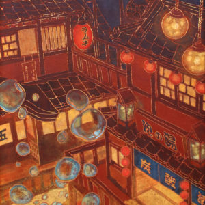 谷本有沙 作『泡沫天国館』F3号（日本画）